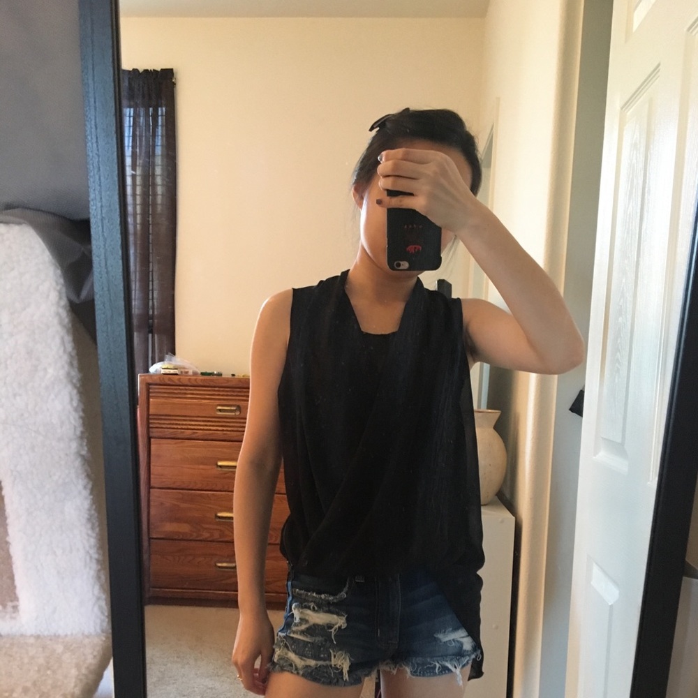 [LIKE NEW] All Saints Black Sleeveless Top, 100% Silk